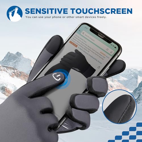 Image of SIMARI Winter Gloves for Women Men - Cold Weather Thermal Touch Screen Ski Snow Glove Liners, Non-Slip Palm & Warm Fleece Lined, for Running Cycling Driving Hiking Walking Sports Outdoor Texting Work