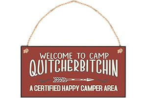 Supvox Welcome to Camp Quitcherbitchin Plaque Hanging Decorative Campfire Wooden Sign