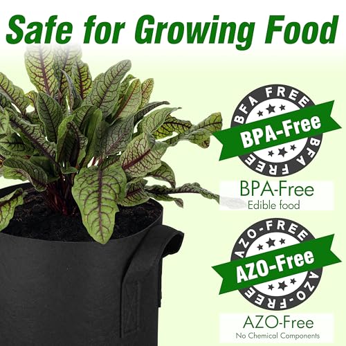 20 Gallon Nonwoven Grow Bags 12-Pack with Handles and Plant Labels - for Gardeners