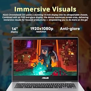 ASUS Chromebook CX1 14" FHD Anti-Glare Laptop, Intel Celeron N4500, 4GB RAM, 224GB Storage (64GB eMMC+160GB Docking Station Set), Intel UHD Graphics, WiFi 6, Long Battery Life, Chrome OS, Silver