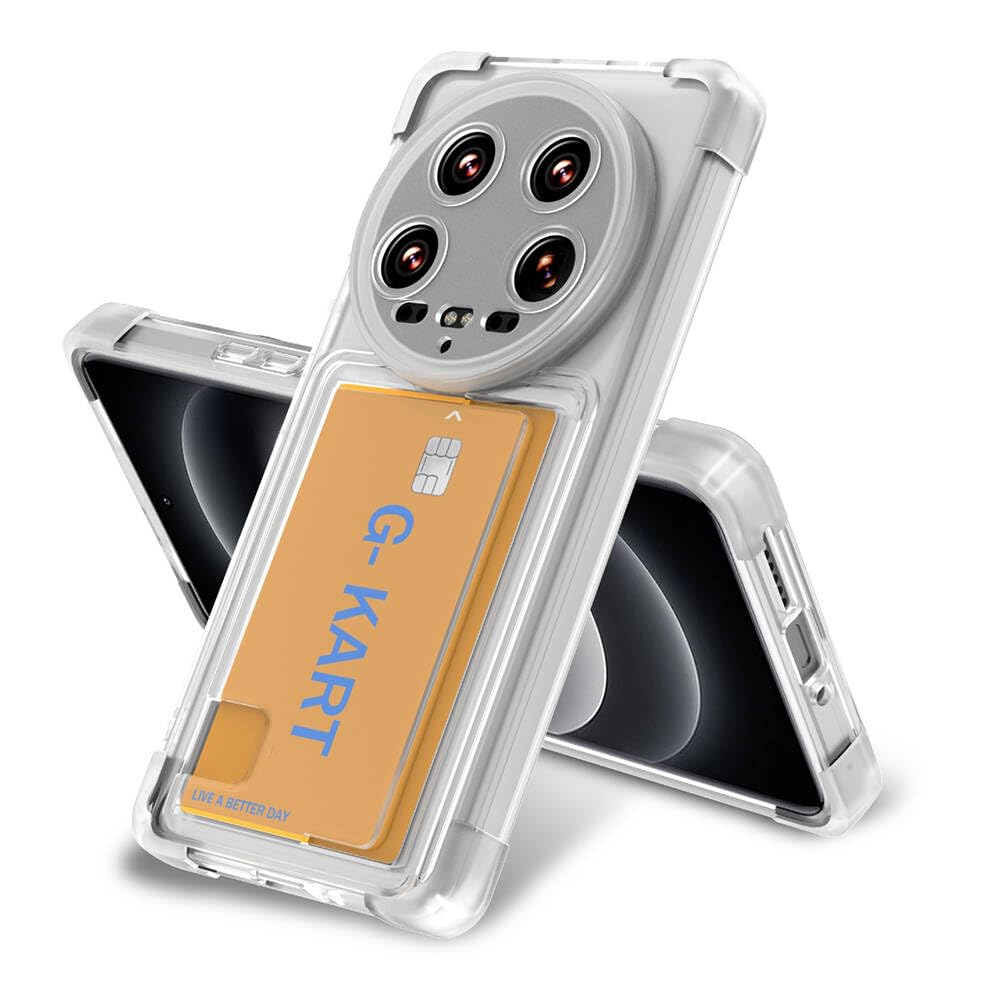 Zore Xiaomi için uyumlu Mi 14 Ultra Kılıf Airbag Tasarımlı Şeffaf Kartlıklı Zore G-Kart Kapak Renksiz