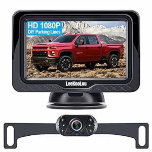 Backup Camera Rear View Monitor Kit HD 1080P for Car Truck Minivan Waterproof Night Vision DIY Grid Lines LeeKooLuu LK3