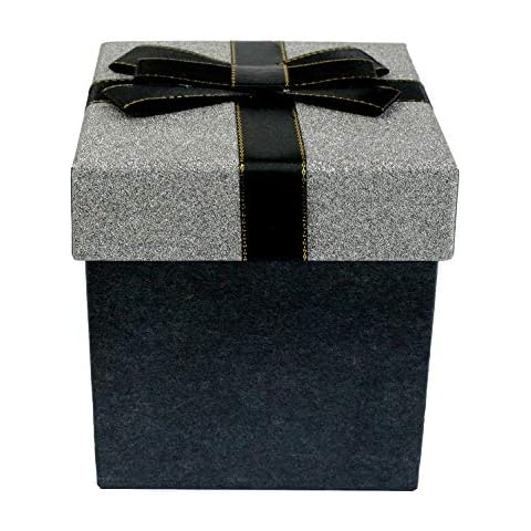 Emartbuy Black Gift Box with Glitter Lid Cover