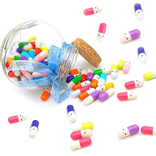 FUTUREPLUSX 100 Pcs Capsule Message in a Glass Bottle, Cute Smiling Half Pill