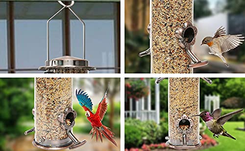 Opknoping Bird Feeder Outdoor Wild Bird Feeder Kleine Korrels Container Flower-vorm Roestvrijstaal Feeder voor Garden… - Afbeelding 6
