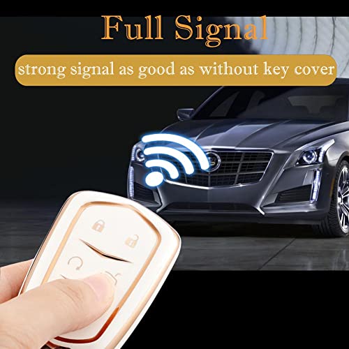 Cacacar For Cadillac Escalade Key Fob Cover, For Cadillac Ats Cts Ct6 Sts Srx Xt5 Key Fob Case Premium Soft Tpu Full Protection Smart Key Holder (Black) #TOP4