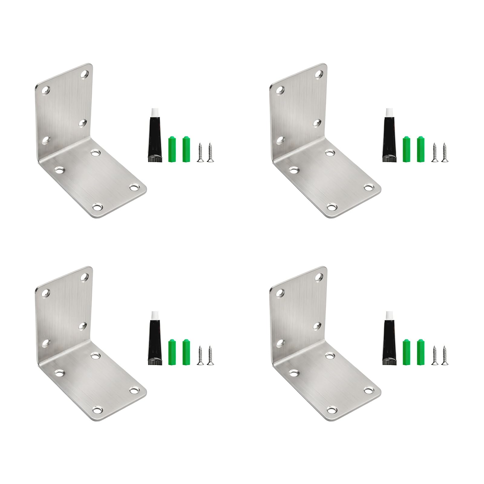 CUNZJIA 4Pcs Heavy Duty Stainless Steel Shelf Brackets L Shaped Corner Brace for Furniture Reinforcement and Wall Mounting