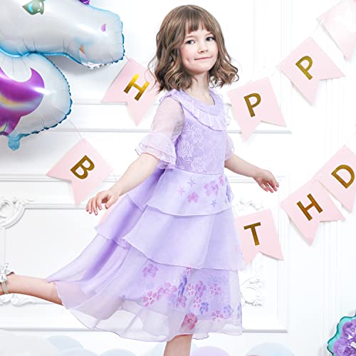 Sunny Fashion Girl Dress Purple Floral Flare Layered Skirt Halloween Party4