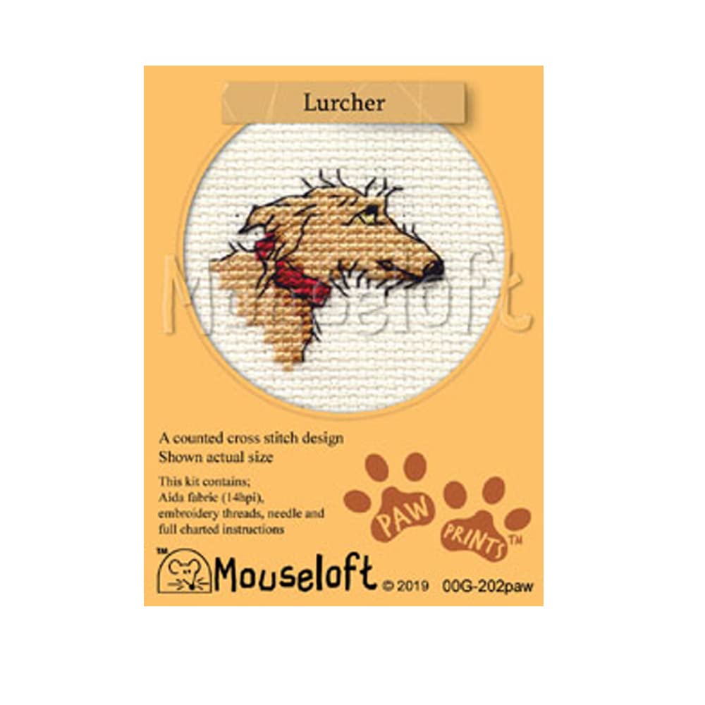 Mouseloft Paw Prints - Lurcher - mini counted cross stitch kit