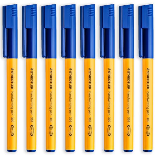 STAEDTLER 309 - Bolígrafo de escritura a mano, punta de 0,6 mm, para el hogar, escuela, oficina, trabajo (azul, paquete de 8)