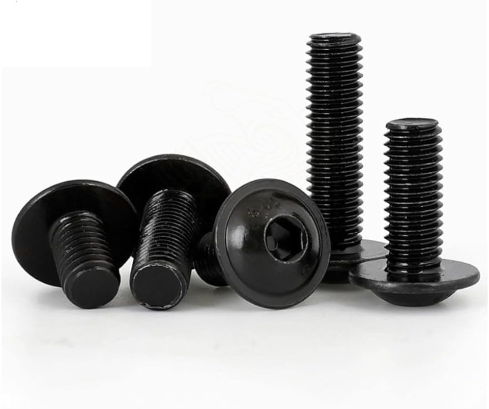 5X M6 x 20mm Hex Socket Flanged Button Head Machine Bolts Screws Fully Threaded Black High Tensile Hex Socket Screw Dome Head Allen Key Bolts for DIY