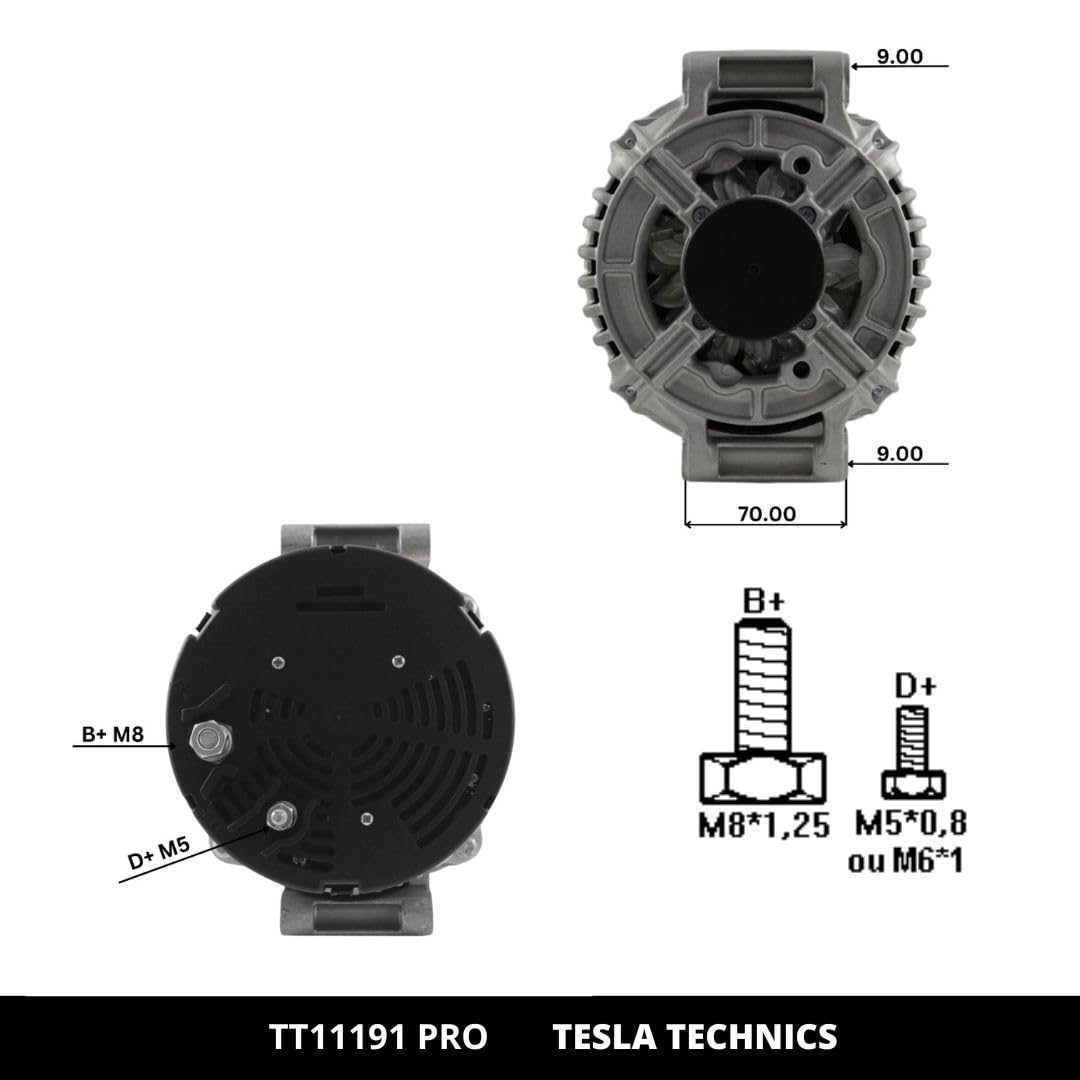 TT11191 PRO Alternatore per auto 12V, Alternatore 115/120 A. Compatibile con MERCEDES-BENZ. Eccellente rapporto qualità-prezzo. Installazione facile e garanzia.