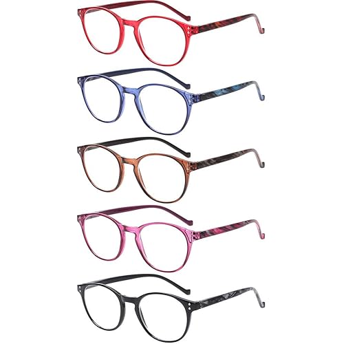 NORPERWIS 5 Pairs Reading Glasses - Standard Fit Spring Hinge Readers Glasses for Men and Women