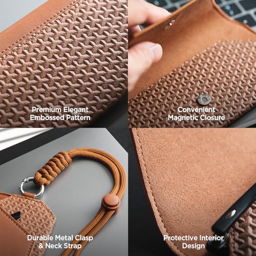 Image of VULKIT Portable Eye Glasses Case for Women & Men, Slim Sunglass Case, Unisex Eyeglass Case, with Adjustable Neck Lanyard