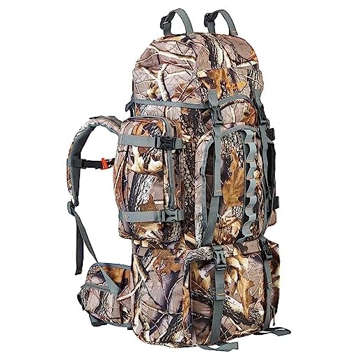 NEW VIEW Hunting Backpack with Waterproof Rain Cover, 60/80L Camo Backpack for Men, 600D Hunting Bag for Hunters