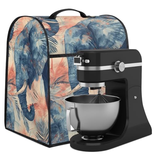 Coffee Maker Cover Palm Leaves Animal Elephant Kitchen Appliance Covers Small Appliance Covers Blender Cover Juicer Cover Dust Covers for Kitchen Appliances with Top Handle and Pockets,Washable,B724