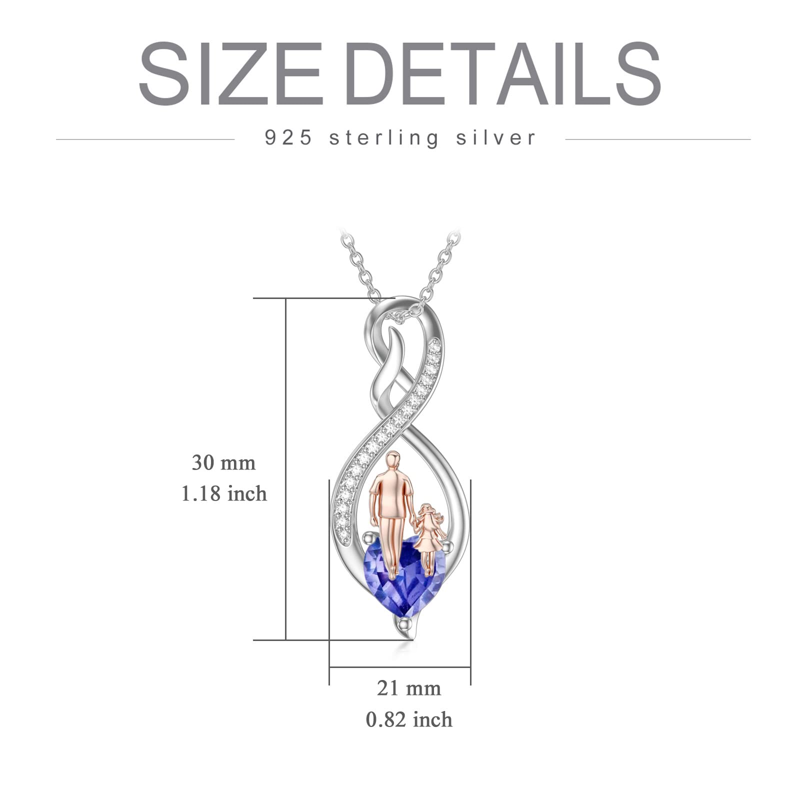 Collar para hija de Papá Mum de plata de ley para padre e hija, colgante de corazón infinito para hija, Plata esterlina