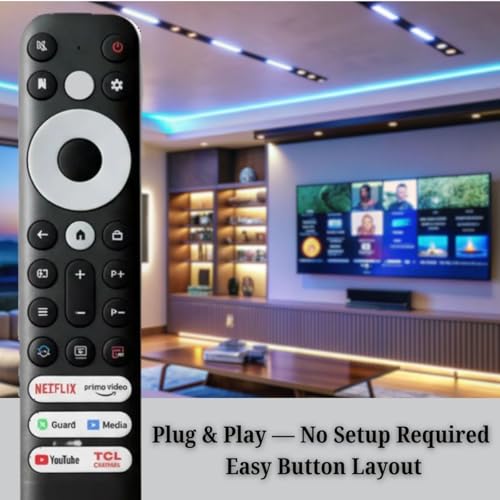 Image of Replacement Remote Control for TCL Smart TV (Non-Voice) - Compatible with TCL LED, UHD & Android TVs | Dedicated ZEE5, Netlix & Prine Video Hotkeys | Check Model Compatibility Before Buying