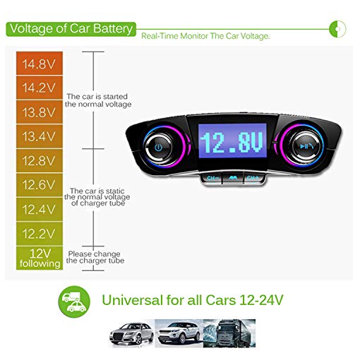 Jinserta E3181FM Bluetooth Fm Transmitter Handfrees-Calling Radio Adapter Car Kit With Dual Usb Port Mp3 Player Support Tf Card Usb Flash Drive thumb #6