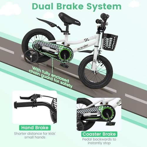 Image of BABY JOY Kids Bike, 12 14 16 18 Inch Boys Girls Bike for 3-8 Years w /Training Wheels, 20 Inch Children Bicycle for 8+ Teens w /Kickstand, Handbrake, Coaster Brake & Removable Basket, Sporty Bicycle