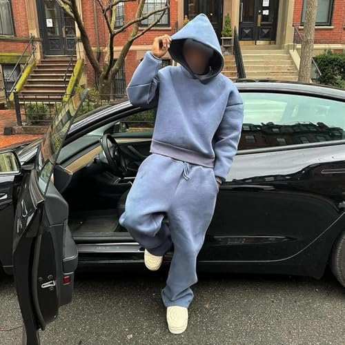 Mens 2 Piece Hoodie Set Long Sleeve Pullover Sweatshirt Elastic Waist Drawstring Sweatpants Outfits Set for Men2