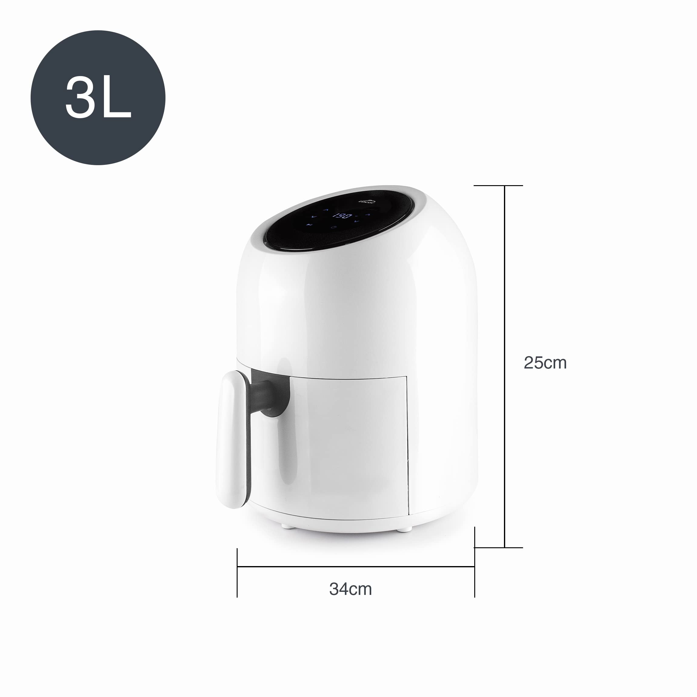 Lacor 69509 - Freidora Sin Aceite Vitalcook, Freidora Aire con Tecnología | Frituras crujientes y homogéneas; con 3 L de capacidad, ideal para cocina profesional y uso diario en casa, para el día a día