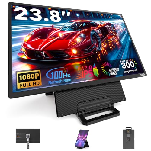 Image of 24 inch Large Portable Monitor Laptop Screen Extender 1080P FHD 100HZ IPS, Travel Monitor for Work Home Gaming, Landscape & Portrait Display, Compatible with Wins /Mac /Linux & MINI PC /PS5 /Smart Phone
