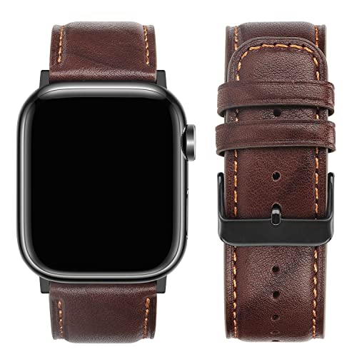 Tasikar Compatible with Apple Watch Strap 49mm 46mm 45mm 44mm 42mm Genuine Leather Replacement Bracelet Band Compatible with iWatch Ultra 3 2 1 SE Series 11 10 9 8 7 6 5 4 3 - Image 4