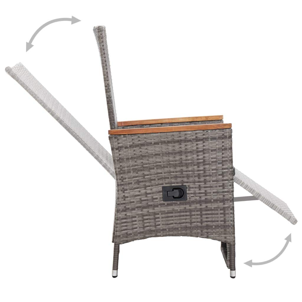 vidaXL Gartenmöbel 9-TLG. mit Auflagen Gartengarnitur Gartenset Sitzgruppe Sitzgarnitur Gartentisch Esstisch Tisch Stühle Poly Rattan Grau