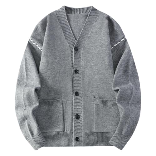 Cardigan tricoté pour homme col en V et manches longues pull chaud automne hiver décontracté