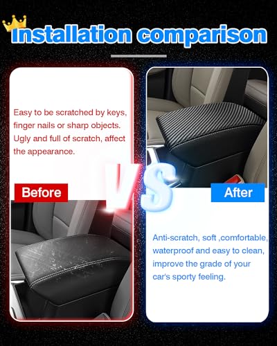 Image of Autorder Center Console Cover for Ford Explorer 2020-2026 Accessories Armrest Cover Carbon Fiber Anti-Scratch Middle Console Pad Leather Armrest Protector