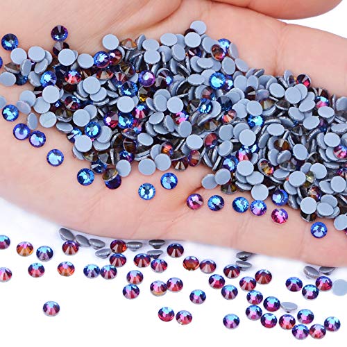 Image of 3000 Pieces Hot Fix Glass Flatback Rhinestones HotFix Round Crystal Gems (Blue Flare, SS10)
