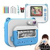 USHINING Kids Instant Print Camera with 3 Rolls Print Paper Toddler Zero Ink Video Camera for Girls...