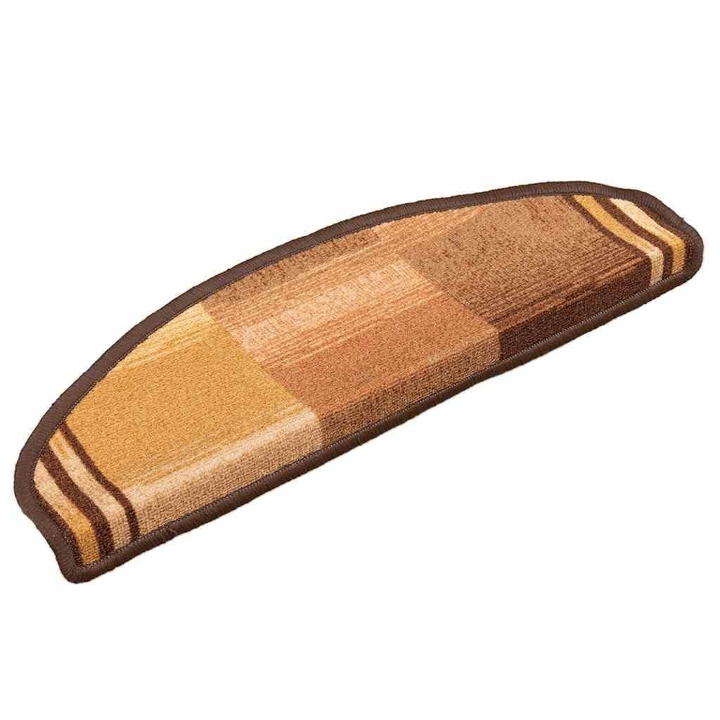 Samoprzylepne maty na schody, brązowe, 5 szt., 65 x 21 x 4 cm, z poliamidu, tuftowane, do antypoślizgowego nakładki na schody wewnątrz, ochraniacze na schody