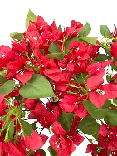 Image of Fox & Fern Bougainvillea Artificial Plant 120CM with Basic Pot | Elevate Any Corner of Your Home /Office | Ornamental Plant Best for Gifting, Party, Home Decor (GAJW3651) Tomato RED