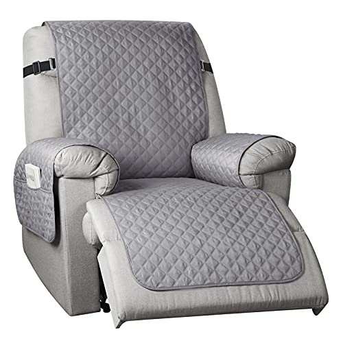 TAOCOCO Non-Slip Recliner Chair Cover Sofa Slipcover, Pet Cover for Small Recliner Chair with Elastic Straps, Washable Reclining Chair Cover Recliner Furniture Protector (23'' Small, Light Gray)