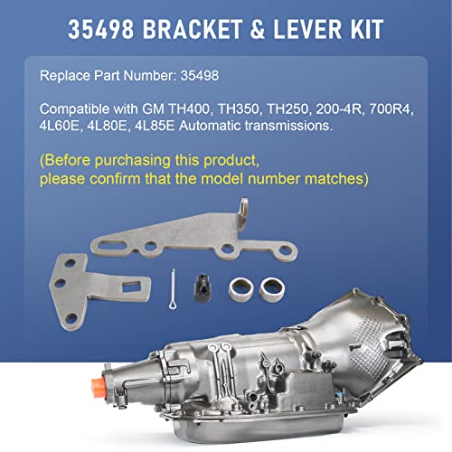 Image of 35498 Bracket And Lever Kit Automatic Transmission Shifter Cable Bracket Kit Compatible with GM TH400, TH350, TH250, 200-4R, 700R4, 4L60E, 4L80E, 4L85E