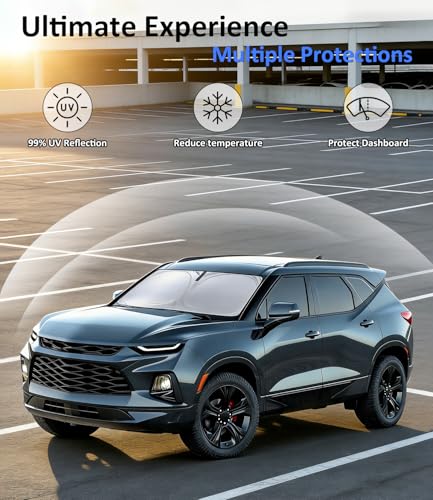 Image of Windshield Sun Shade for Chevrolet Blazer 2019-2023, Car Front Window Sunshade with 240T Sun Visor Protector Blocks UV Rays Heat Sun Shield Accessories