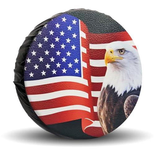 Jusen Spare Tire Cover with American Eagle USA Flag,Waterproof Leather ...