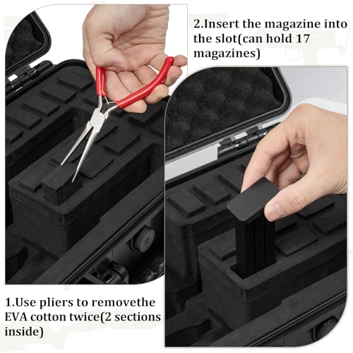Image of TSA Approved Gun Pistol Case Waterproof Handgun Case with Pre-Cut EVA Foam Shockproof Travel Carrying Hard Shell Case Included Silica Gel Canister, Black