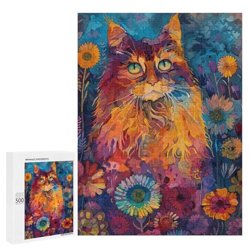 Puzzle 500 PCS Maine Coon pour adultes : idée cadeau d'anniversaire et Noël humoristique