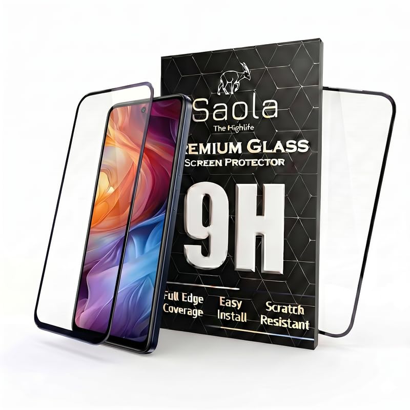 Image of Saola HD Clear Tempered Glass for Lava Blaze 3 5G | High Strength 9H Protection, Smooth Touch, Full Coverage Screen Guard, 2-Step Installation Kit | Quick & Easy Application (Pack of 2)