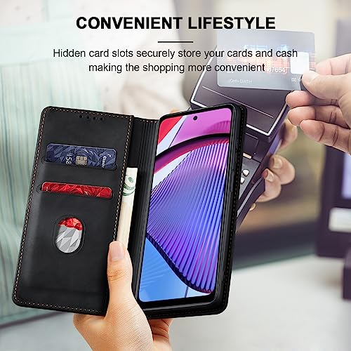 Image of Jasonyu Flip Wallet Case for Moto G Power (2023),Black