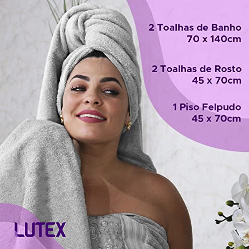 Jogo de Toalhas de Banho Buettner Melody - 100% Algodão - Renda Bordada Presente Casamento 5 peças (