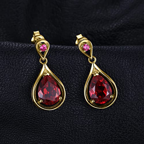 JewelryPalace-Infinito-Pendientes-Colgantes-Mujer-Plata-Oro-14k-Oro-Rosa-Pendientes-de-Gota-88ct-Rubi-Rojo-Creado-Corte-Gota-Agua-Elegantes-Pendientes-Nina-con-Piedra-Joyas-Mujer