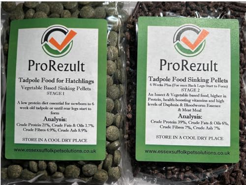 ProRezult Tadpole Food Sinking Tablets Pellets for Hatchlings and 6 Weeks Plus Twin Pack of Each Feed Pond or Aquarium (1 Pack of Each Food)