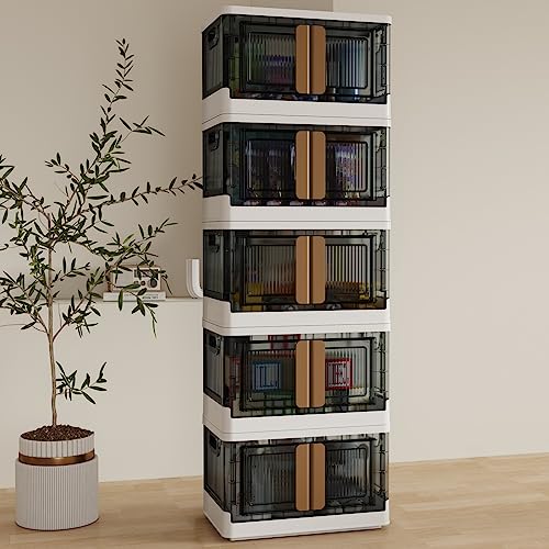Storage Cabinet -76 Quart Office Organization,Bathroom Organizer,5 Packs Plastic Shelves Organizer,Storage Bins With Lids, Collapsible Outdoor Storage Box,Stackable Bookshelf,Cube Storage Organizer #TOP5