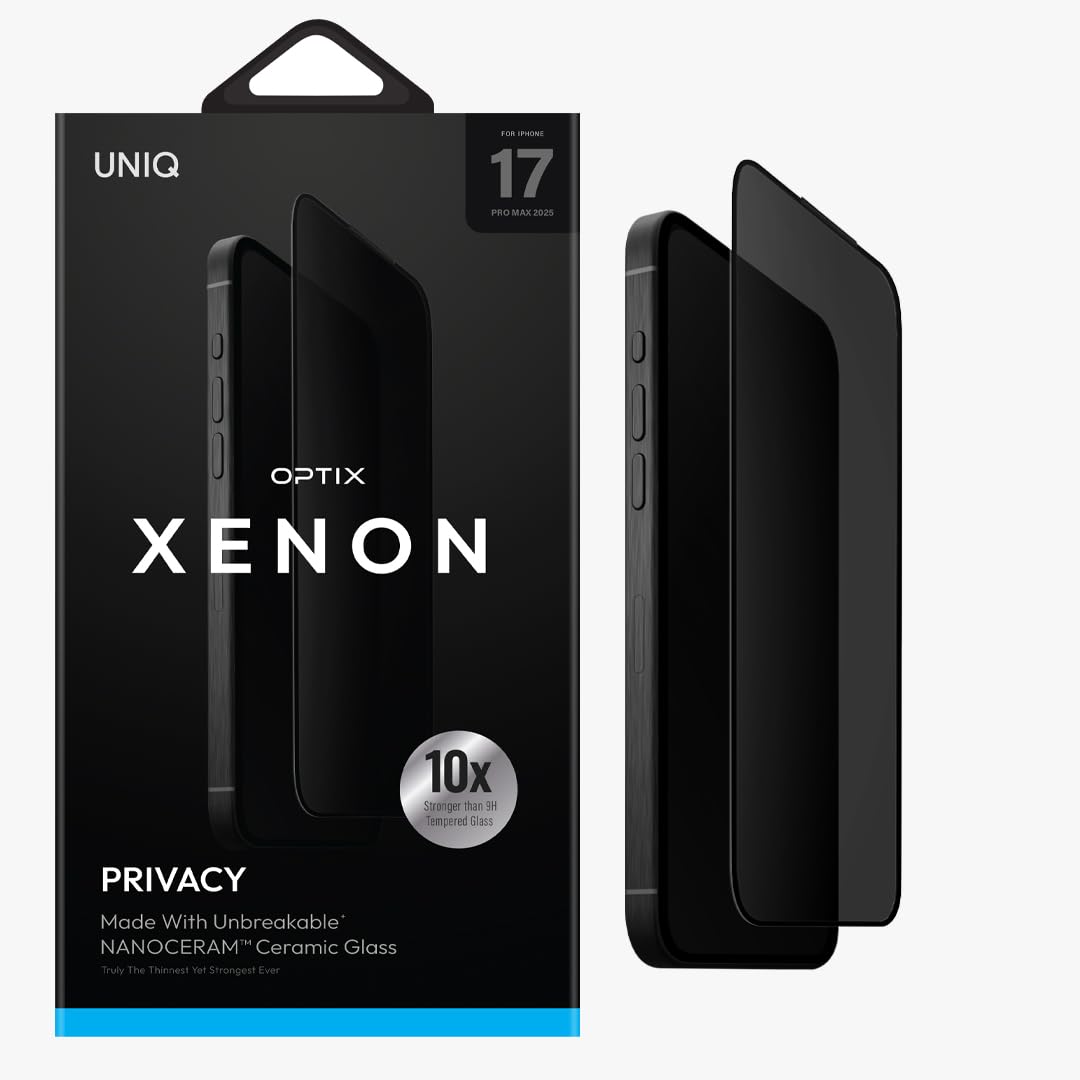 UNIQ OPTIX XENON - Pellicola protettiva in vetro temperato per iPhone 17 Pro Max (2025 PRIVACY) 6.9