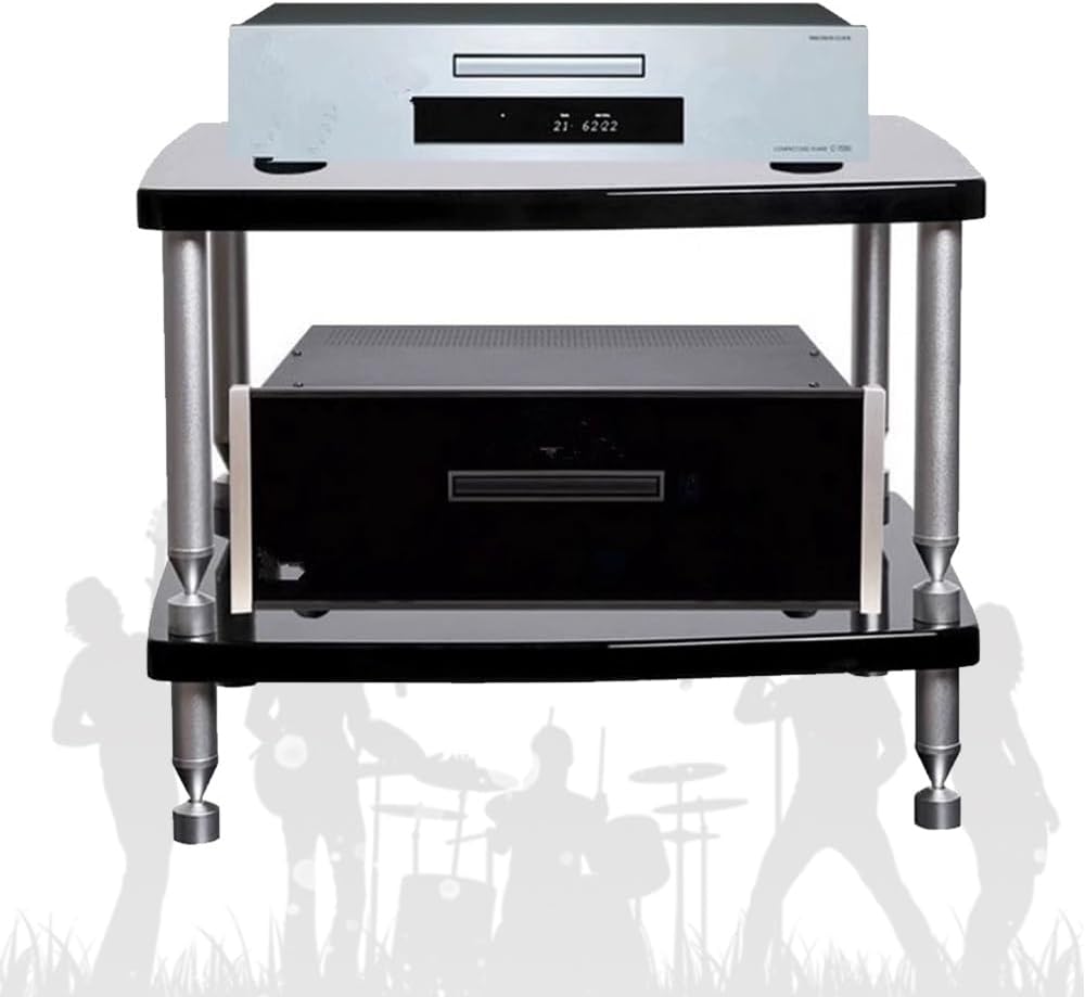 Multi Layer HiFi Rack Audio Stand with Shock absorb Technology Open Media Storage Cabinet for Stereo Components AV Media Stand for Home Theater System (59x49x42cm)