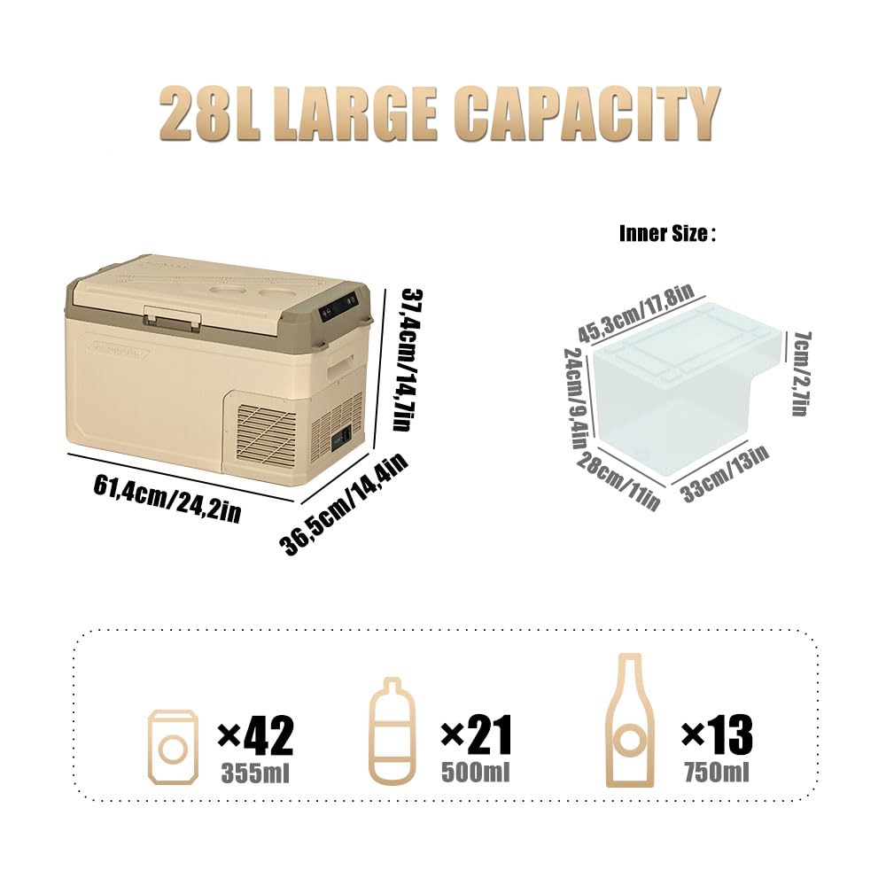 Alpicool GE30 Frigorifero Portatile 28L Elettrico 12V 24V DC/AC Congelatore per Auto Campeggio -20℃ a 20℃